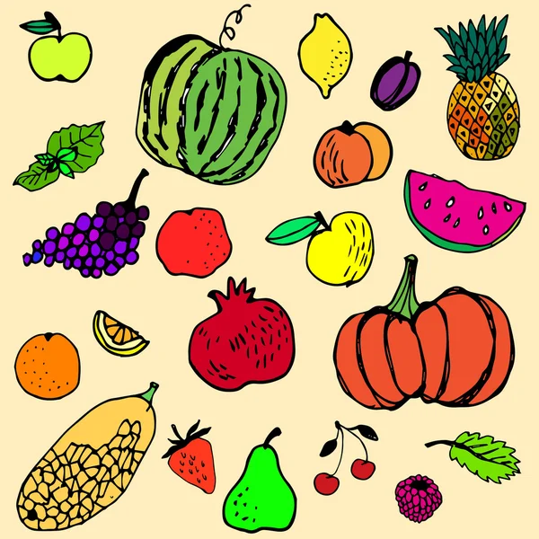 Variedad de frutas vector — Archivo Imágenes Vectoriales