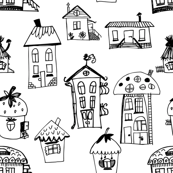 Seamless hand drawn buildings in vintage style