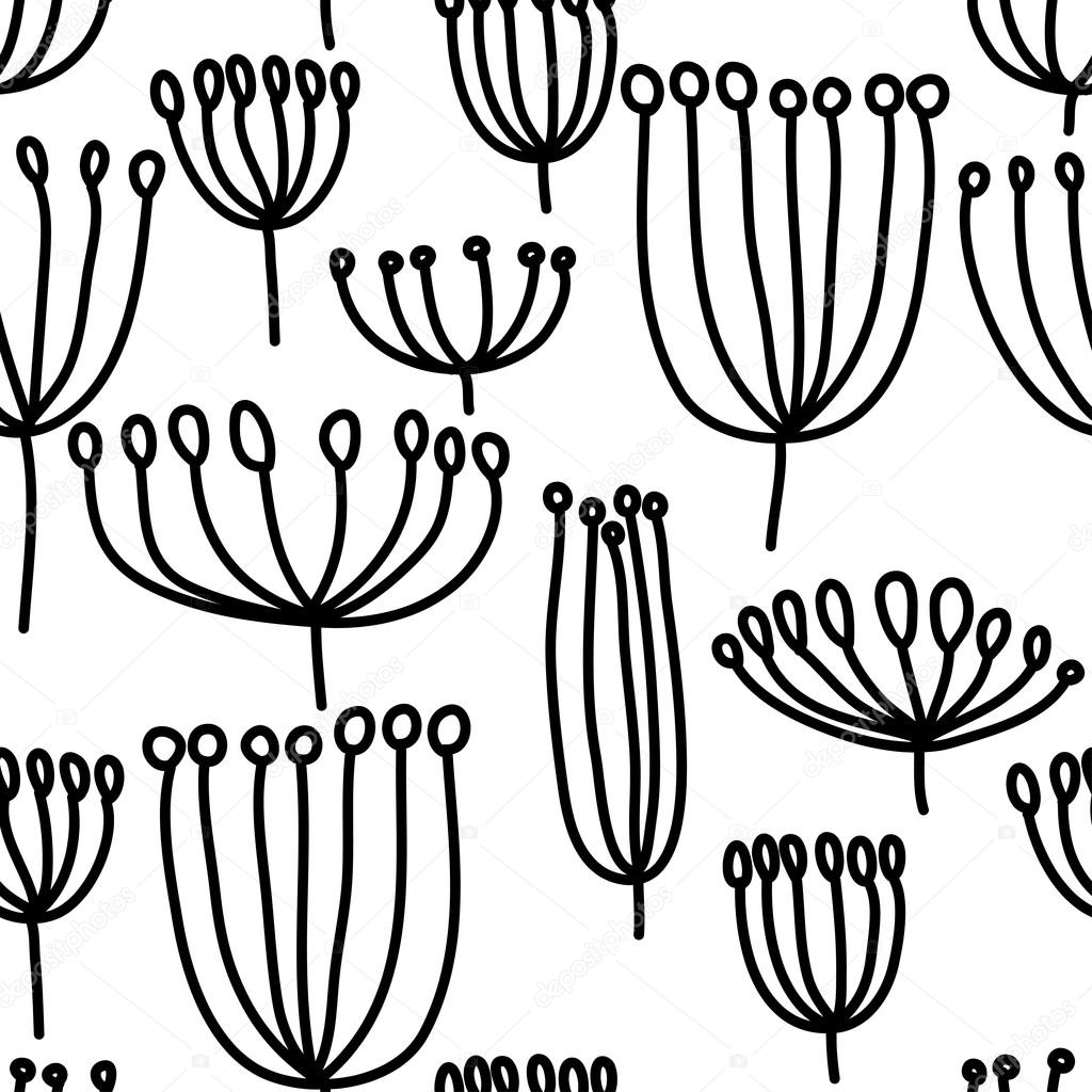 Background with dandelion. Seamless pattern with blowballl