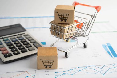Çevrimiçi alışveriş, alışveriş sepeti iş grafiği, ithalat ihracat, finans ticareti.