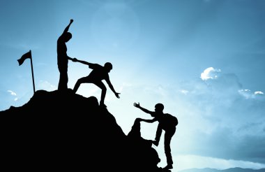 climbing helping  team work , success concept  clipart