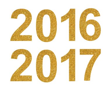 Altın glitter metin 2106, beyaz arka plan üzerinde 2017