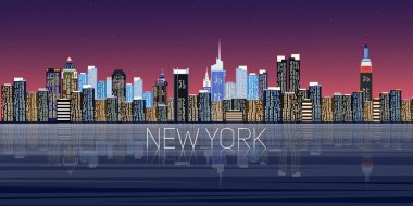 New York panorama şehir. Vektör