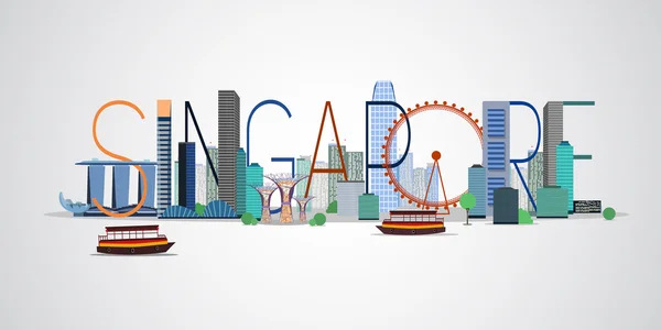 Ciudad de Singapur. Ilustración vectorial — Vector de stock