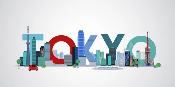 Ciudad de Tokio. Ilustración vectorial — Vector de stock