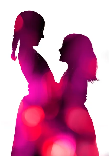 Bunte Silhouette von Schwestern — Stockfoto