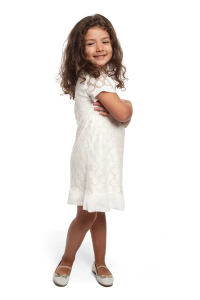 Little girl in white dress — Stock Photo, Image