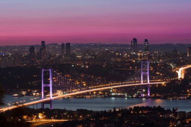 Bosphorus Bridge at sunset clipart