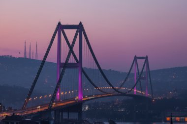Bosphorus Bridge at night clipart