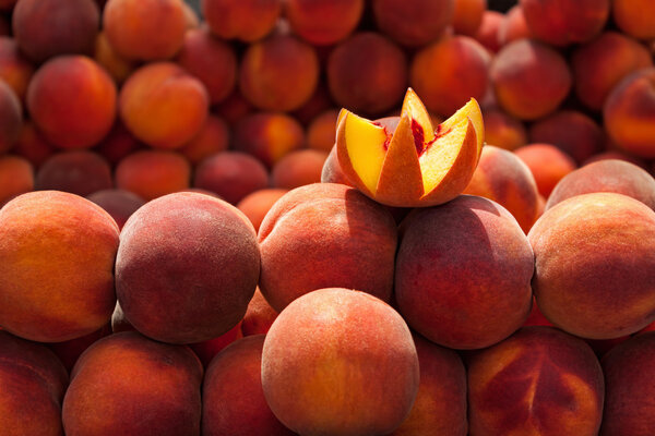 Pile of fresh peaches