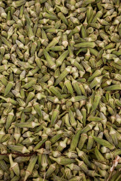 Pile of fresh gumbo okra — Stock Photo, Image