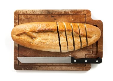 Sliced bread and knife clipart