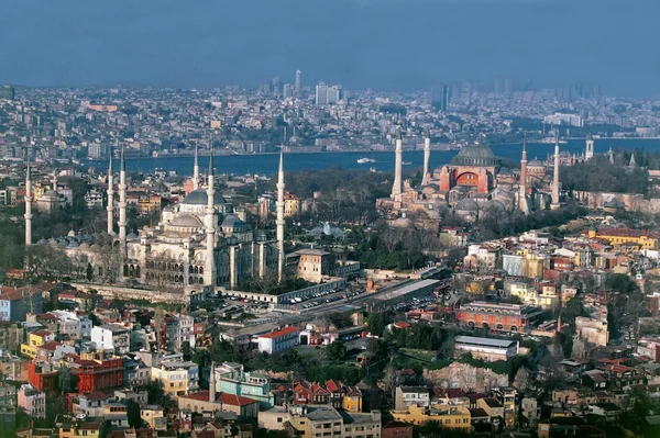 A légi felvétel a Sultanahmet mecset — Stock Fotó