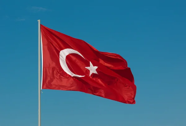 Turkish flag on pole — Stock Photo, Image