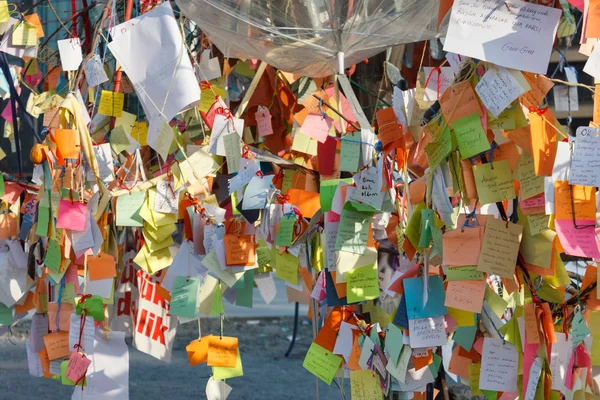 Notes on the wish tree Stock Image