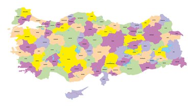 Turkey latest administrative map clipart
