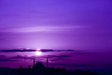 Picturesque purple Mosque silhouette clipart