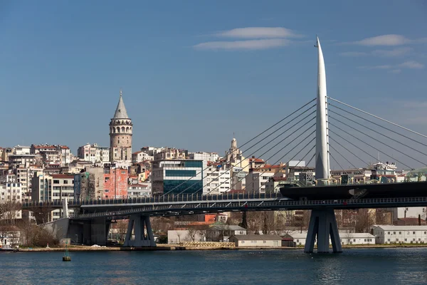 Metro bridge and Galata Tower — Stock Photo, Image