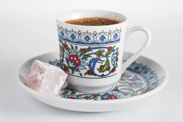 Turkish coffee in decorated cup — Stock Photo, Image