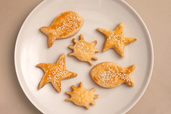 Sea animal shaped salty cookies — Stock Photo, Image