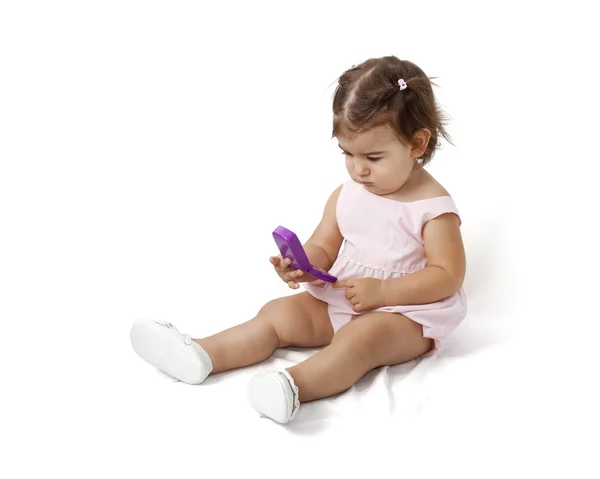 Bebé niña en vestido rosa —  Fotos de Stock