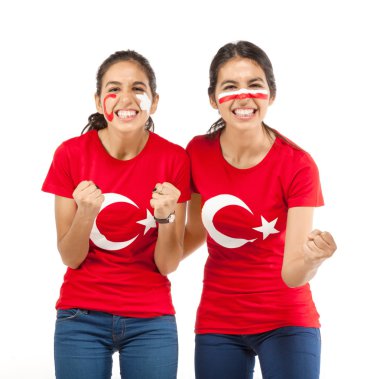 İki kadın futbol taraftarları