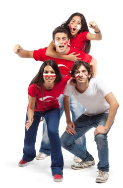 Group of football fans clipart