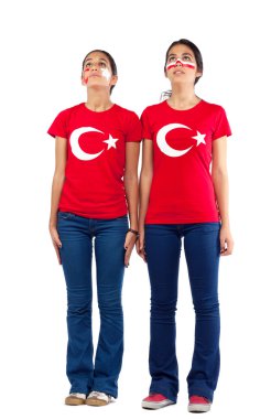 İki kadın futbol taraftarları