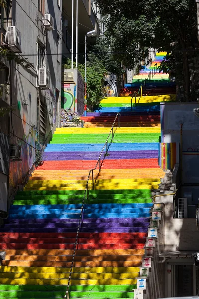 Rainbow colored stairs — Stock Photo, Image