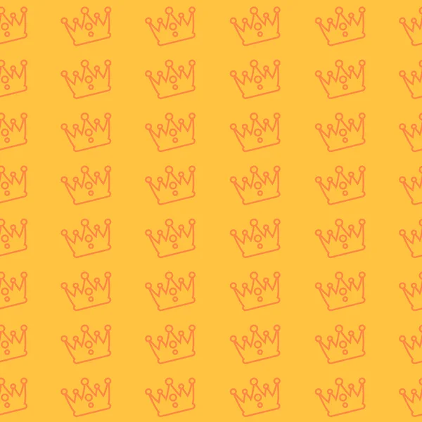 Altın taç turuncu bir arka plan üzerinde. Çizgi çizme. Birçok kron. sorunsuz doku
