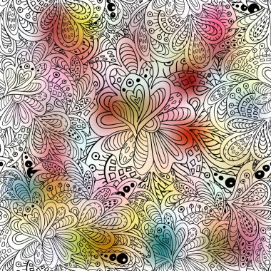  Doodle çiçek seamless modeli