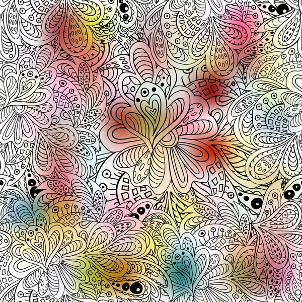 Doodle patrón sin costura floral — Vector de stock