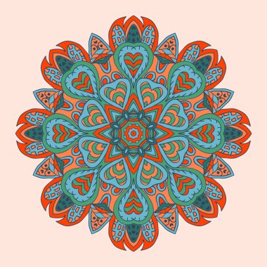 Mandala çizimi doodle. Renkli çiçek süsleme