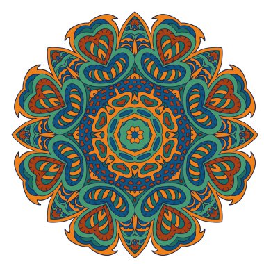 Mandala çizimi doodle. Renkli çiçek süsleme
