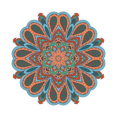 Mandala çizimi doodle. Renkli çiçek süsleme