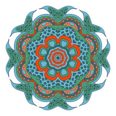 Mandala çizimi doodle. Renkli çiçek süsleme