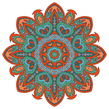 Mandala çizimi doodle. Renkli çiçek süsleme