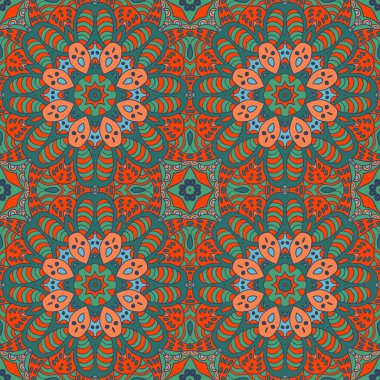 Mandala çizimi doodle. Renkli çiçek sorunsuz süsleme