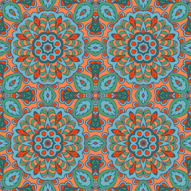 Mandala çizimi doodle. Renkli çiçek sorunsuz süsleme