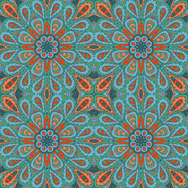 Mandala çizimi doodle. Renkli çiçek sorunsuz süsleme.