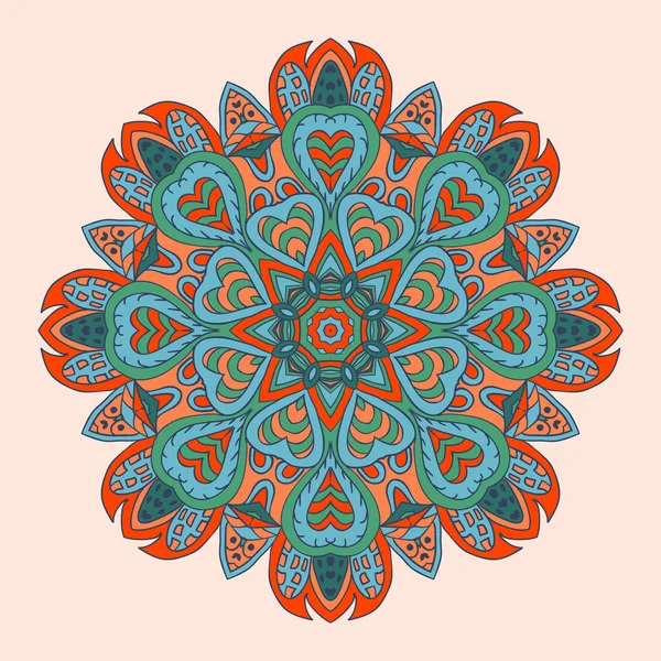 Dibujo de garabatos mandala. Colorido ornamento floral — Vector de stock