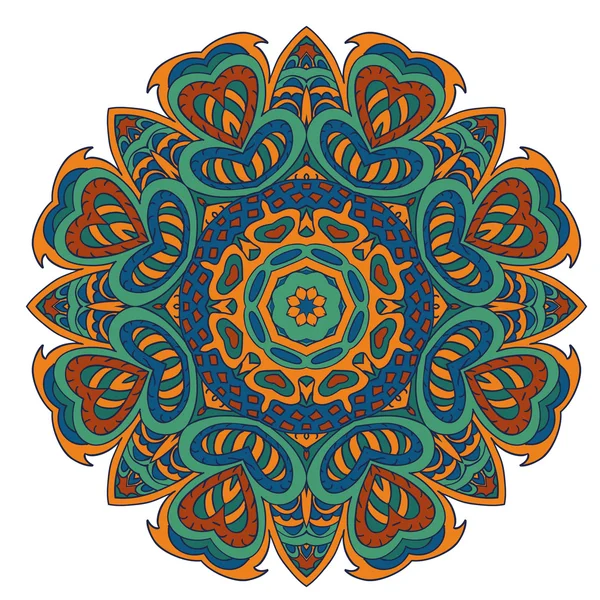 Mandala doodle rysunku. Kolorowy kwiatowy ornament — Wektor stockowy