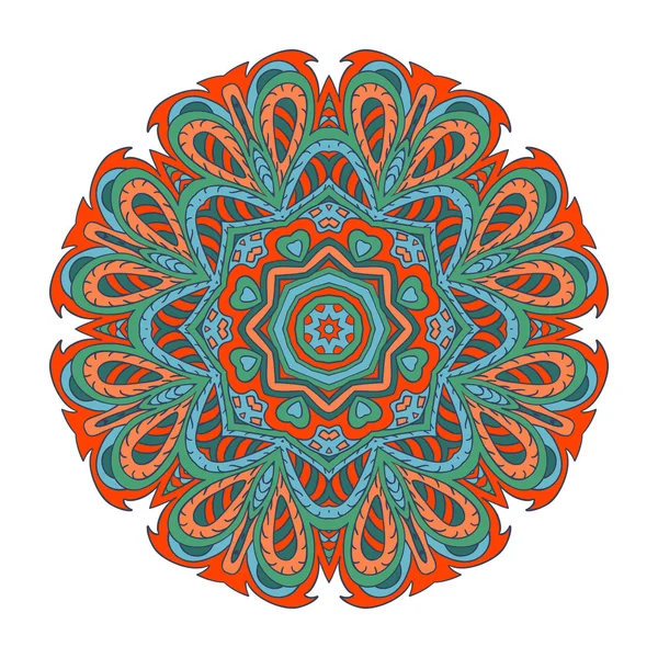 Dessin de gribouillis mandala. Ornement floral coloré — Image vectorielle