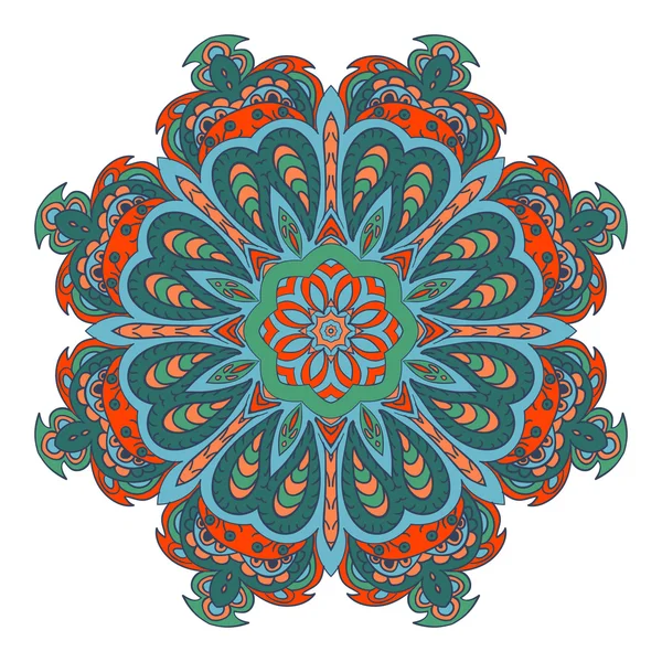 Desenho mandala doodle. Ornamento floral colorido — Vetor de Stock