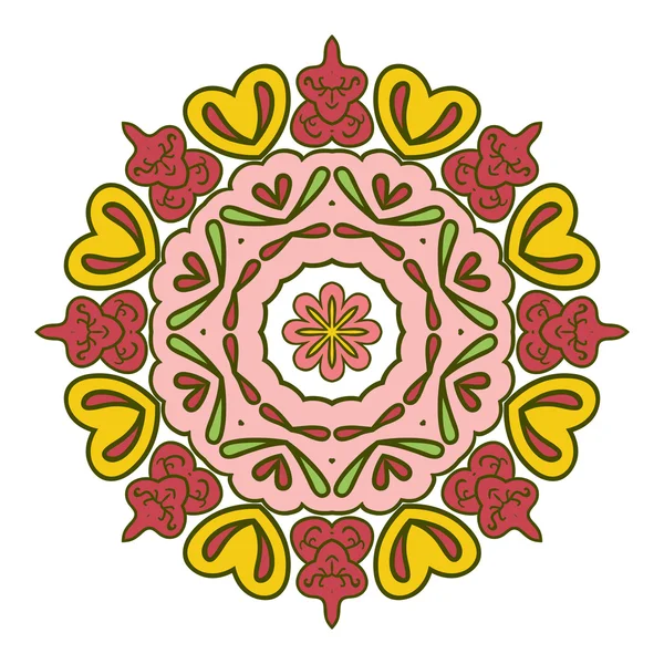 Virágos csipke motívum. Mandala. Zentangl relaxáció — Stock Vector