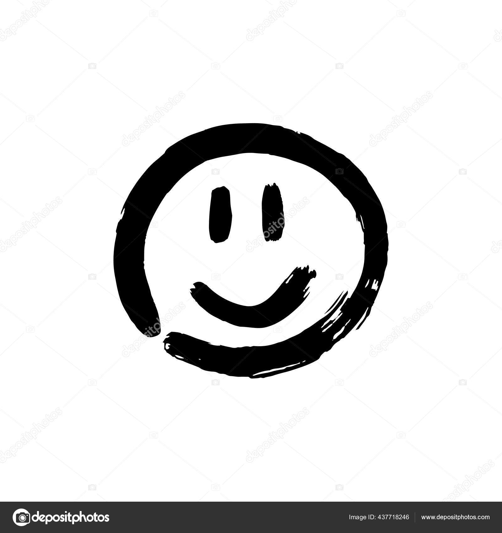 Smile winking face doodle icon. Emoticon in hand drawn style