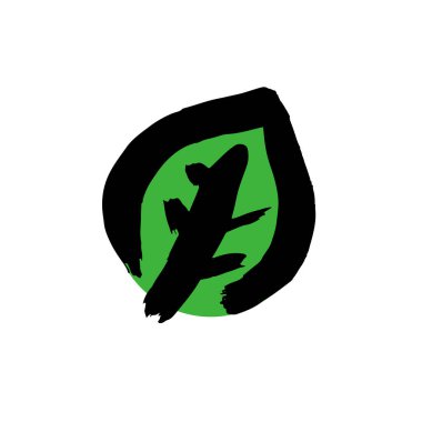 Doodle grunge tarzı ikon. El boyası, fırça çizimi. Beyaz bir arka planda izole edilmiş. Taslak, çizgi film ikonu, karikatür çizimi. Yaprak ağaç simgesi