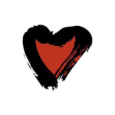 El boyası, fırça çizimi. Kalp, aşk ikonu. Beyaz bir arka planda izole edilmiş. Doodle grunge tarzı ikon. Etiket, iğne