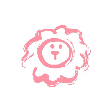 El boyası, fırça çizimi. Beyaz bir arka planda izole edilmiş. Doodle grunge tarzı ikon. Dekoratif unsur. Taslak, çizgi film ikonu, karikatür çizimi. Aslan simgesi