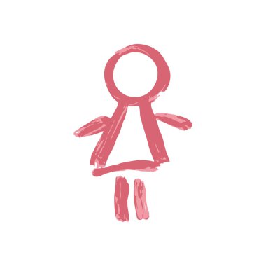 El boyası, fırça çizimi. Beyaz bir arka planda izole edilmiş. Doodle grunge tarzı ikon. Taslak, çizgi film çizimi. Kız simgesi